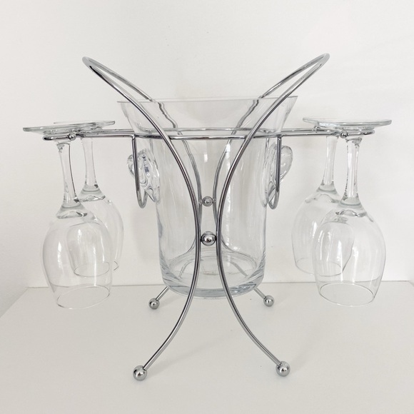 Vintage Holiday Joy 6-Piece Wine Set with Stand - Ice Bucket Set - Picture 1 of 7
